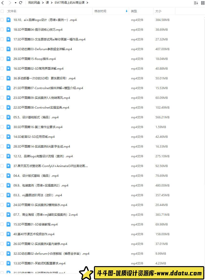 EM7用得上的AI商业课2023【画质高清只有视频】AIGC课程-斗斗图