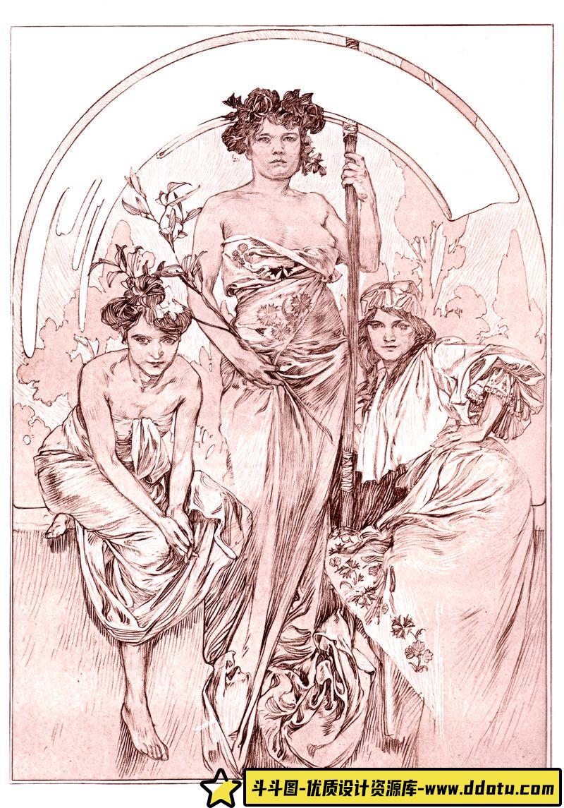 335-穆夏肖像装饰手稿集-绘师作品专区-242MB-42P