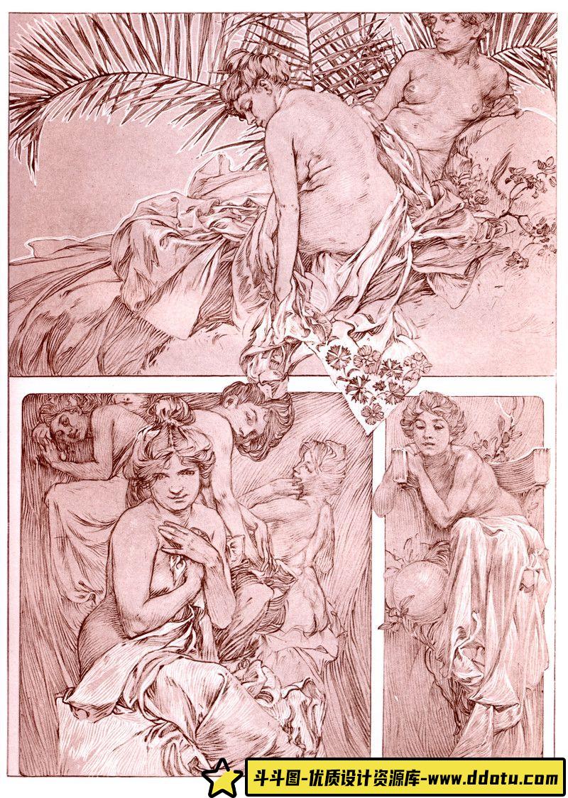 335-穆夏肖像装饰手稿集-绘师作品专区-242MB-42P