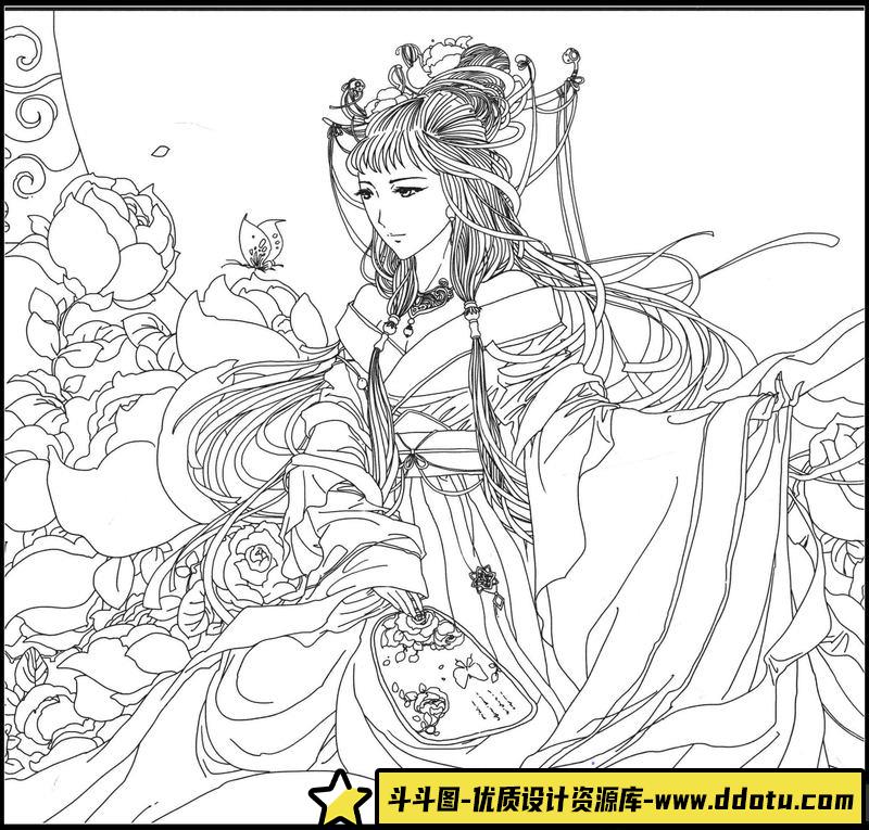 古风线稿集VI-创作学习专区-214MB-50P