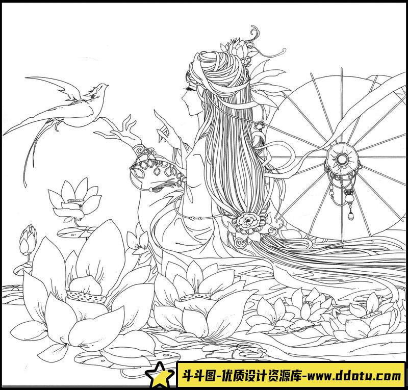 古风线稿集VI-创作学习专区-214MB-50P