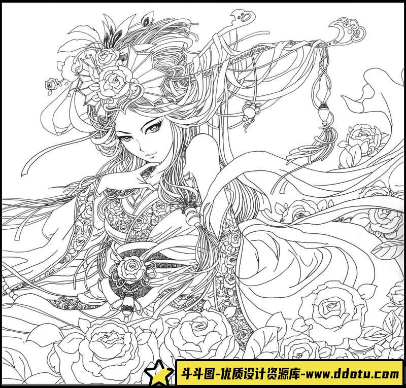 古风线稿集VI-创作学习专区-214MB-50P