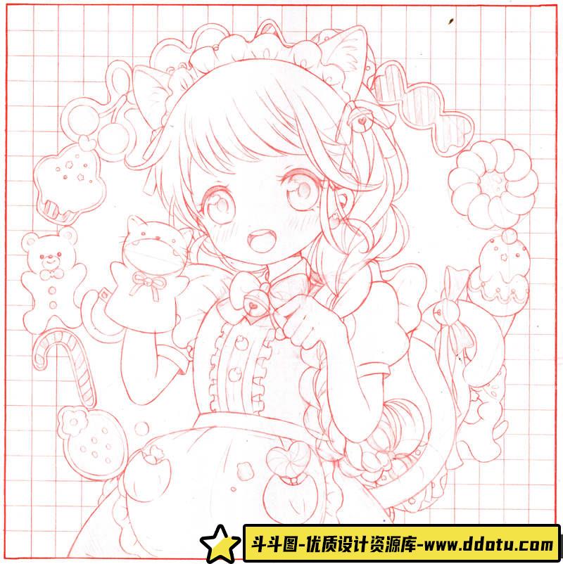 萌系萝莉风线稿填色本-创作学习专区–403MB-97P