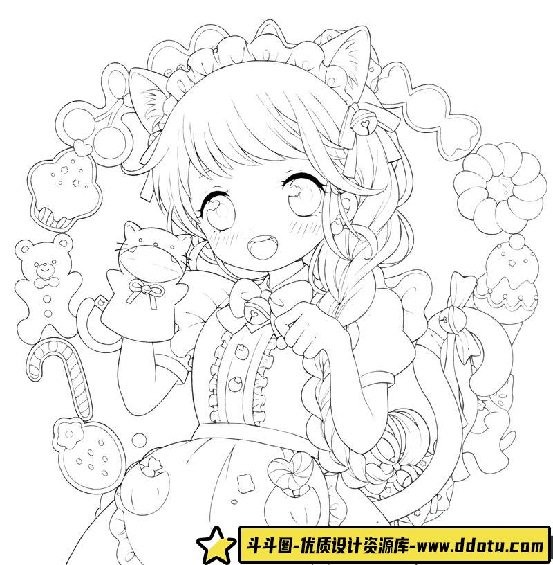 萌系萝莉风线稿填色本-创作学习专区–403MB-97P
