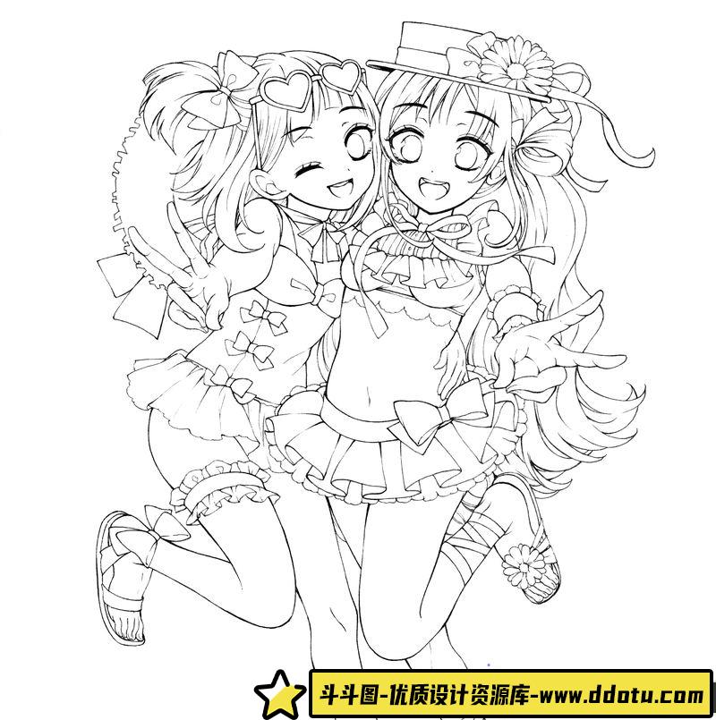 萌系萝莉风线稿填色本-创作学习专区–403MB-97P