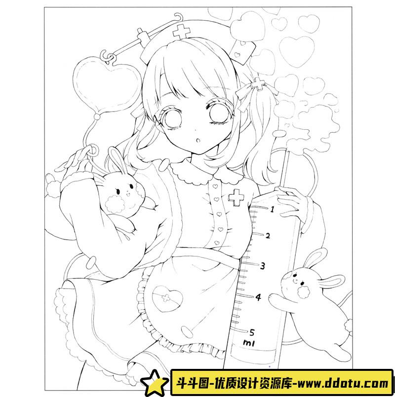 萌系萝莉风线稿填色本-创作学习专区–403MB-97P