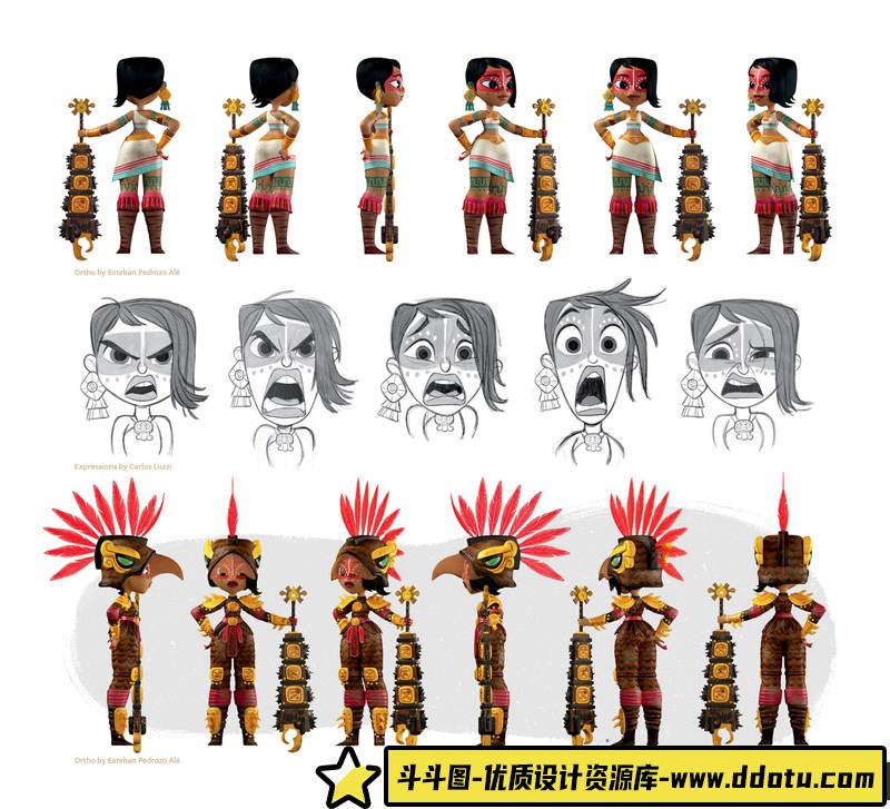 玛雅与三勇士设定画集-动画设计-220MB-203P-斗斗图
