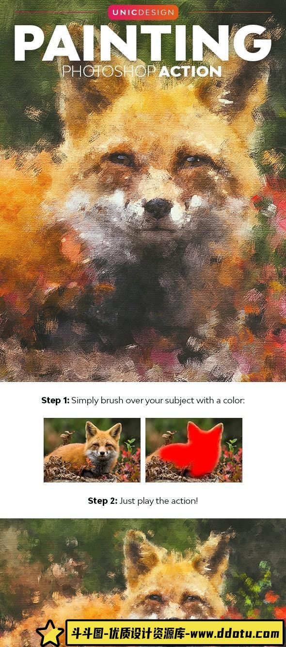 [PS动作下载]逼真绘画效果Photoshop动作 Painting Photoshop Action(附中文字幕教程)-斗斗图