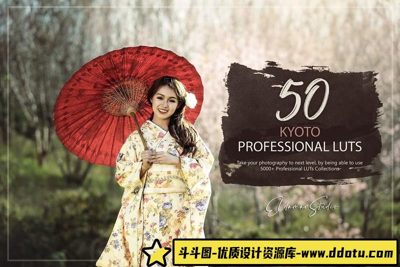50个日本京都旅拍LUT包电影视频Vlog调色颜色分级LUT预设支持AE-斗斗图