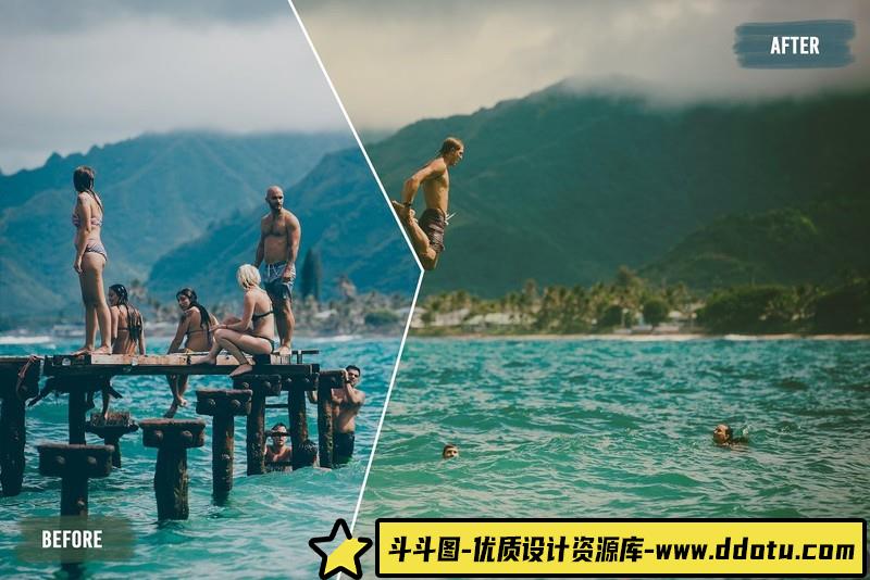 LUT预设-50种夏威夷旅拍电影Vlog视频调色LUT预设支持AE