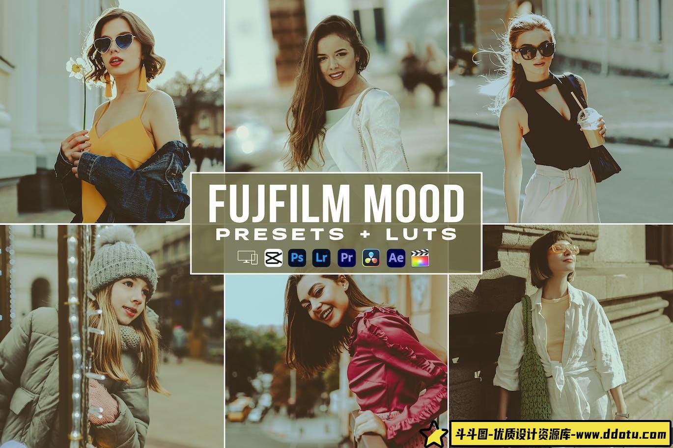情绪电影胶片人像LUT预设及LR预设 Fujfilm Moody Presets And luts-斗斗图