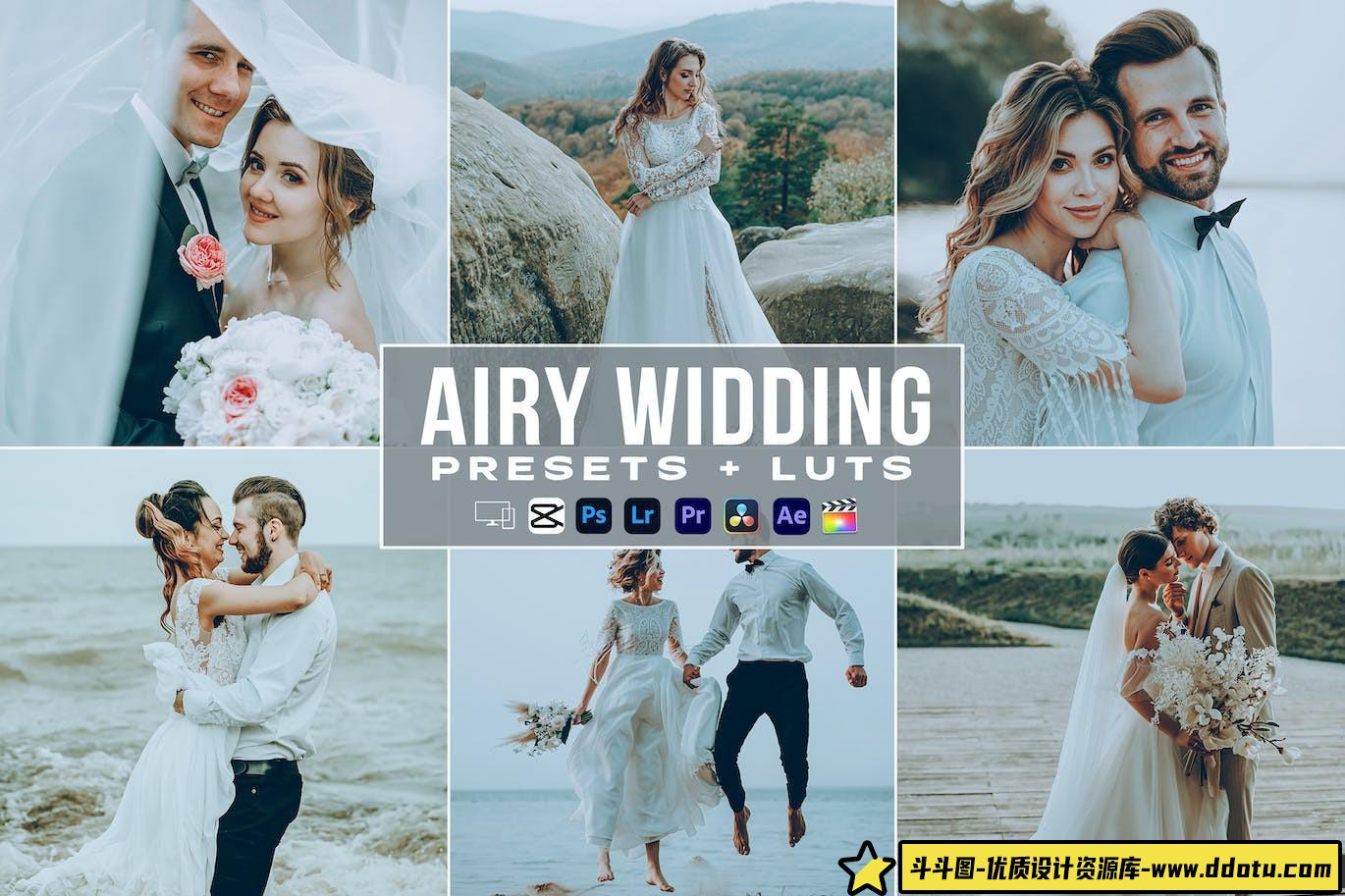 电影婚礼视频调色LUT移动及LR预设Airy Wedding Presets And luts-斗斗图
