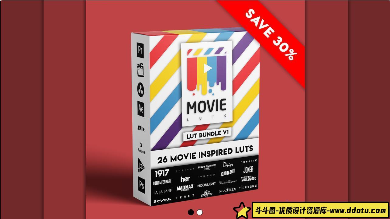 26组好莱坞电影大片风格LUTS调色预设第一季 Movie LUTs Bundle V1-斗斗图