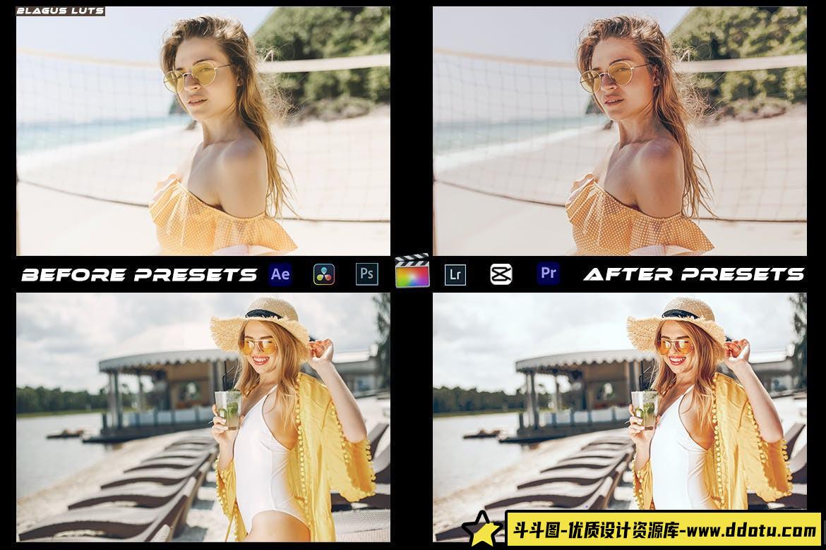 沙滩旅拍金色调电影视频调色LUT预设 Gold Skin Luts Video