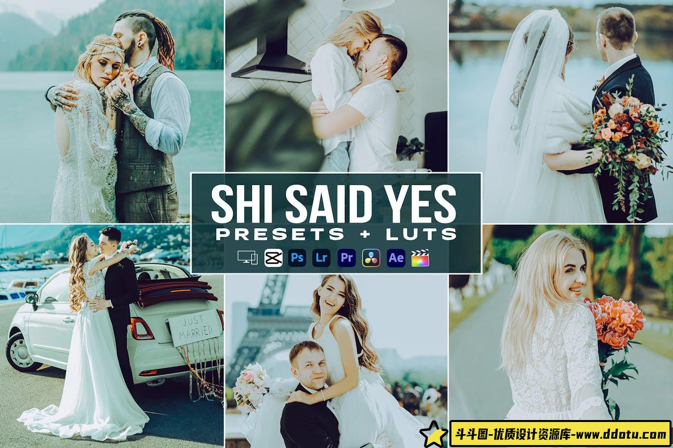 清新胶片电影婚礼视频调色LUT预设 Shi Said Yes Presets – luts-斗斗图
