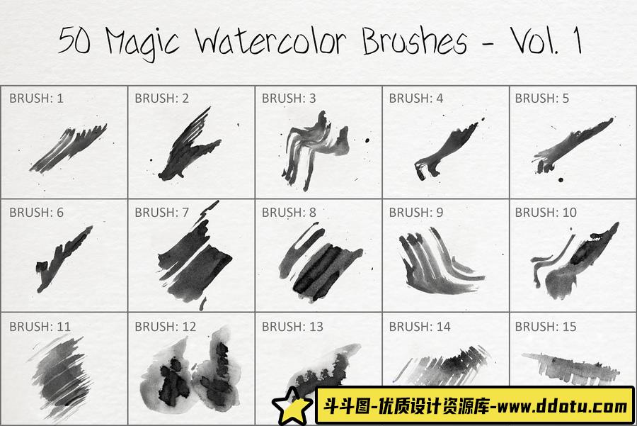 50支魔法水彩笔刷第一卷 50 Magic Watercolor Brushes – Vol. 1