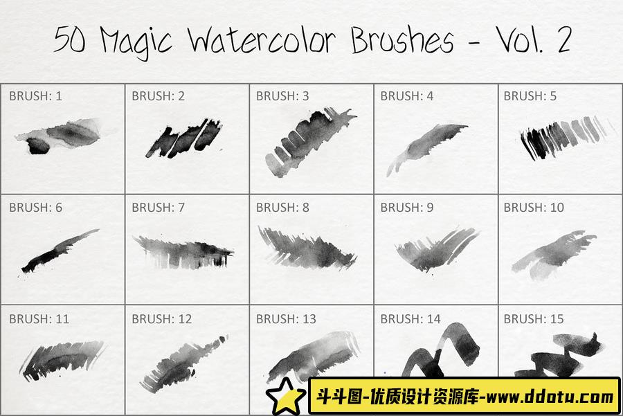50支魔法水彩笔刷第二卷 50 Magic Watercolor Brushes – Vol. 2