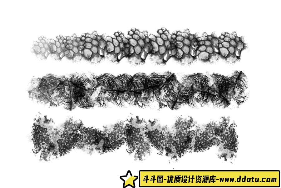200多种龙的PS笔刷及60种爬行动物皮肤纹理无缝图案合集