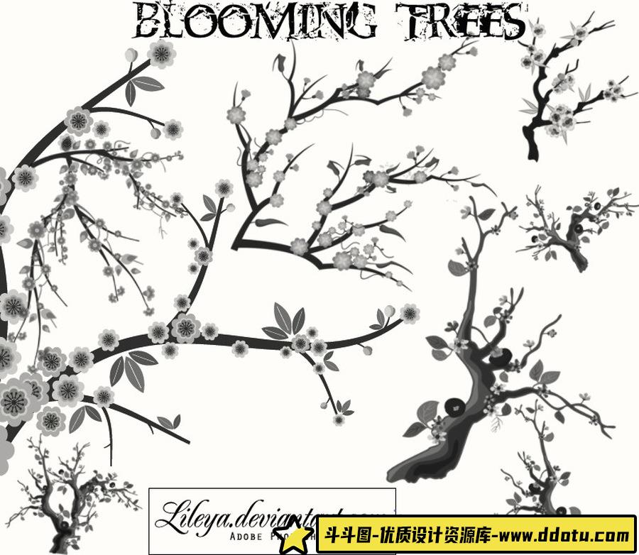 水墨梅花PS笔刷-斗斗图