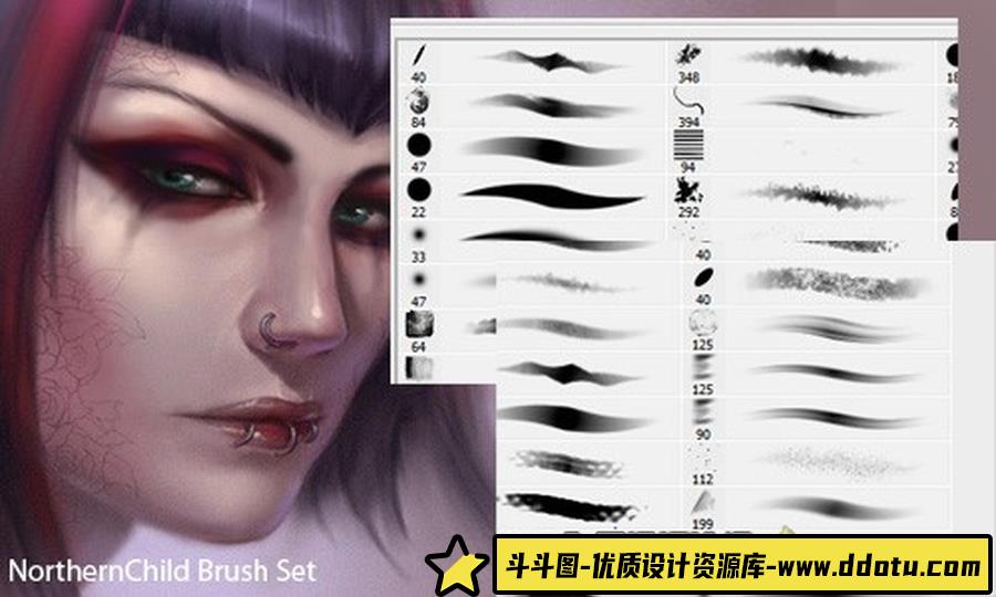 CG绘画插画创作笔触PS素材-斗斗图