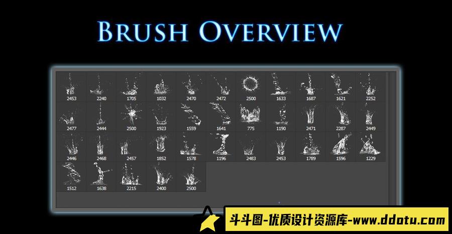 38支水花涟漪飞溅PS笔刷及PS样式