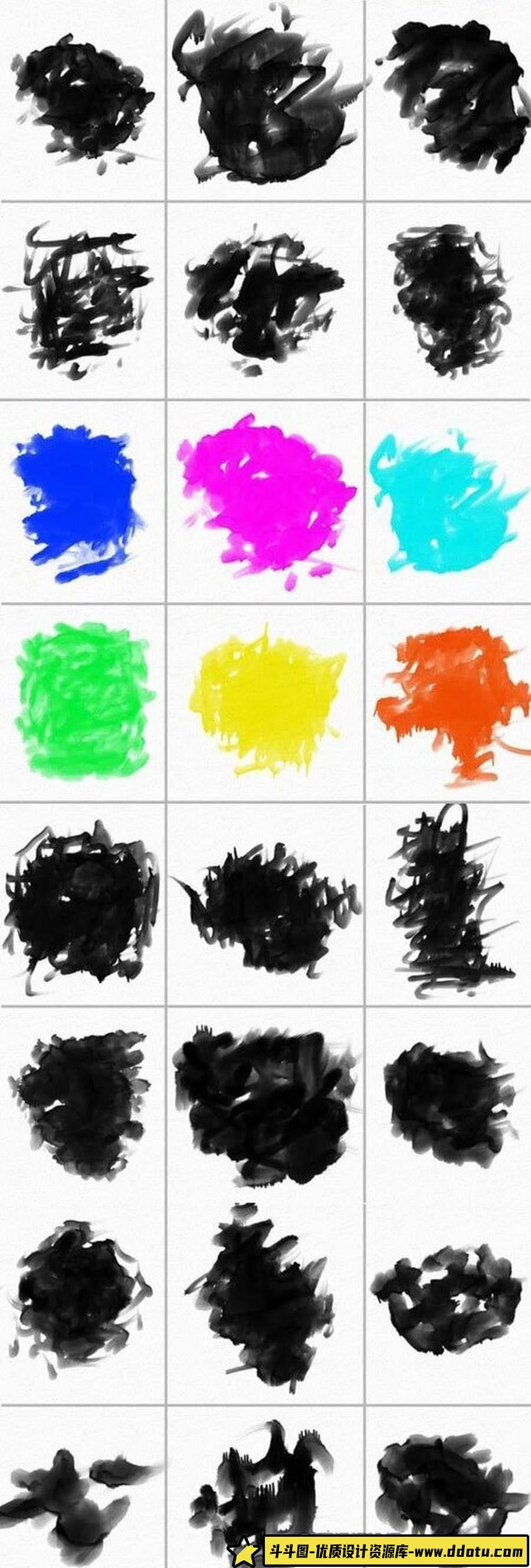 水彩PS笔刷下载,水彩画画笔套装