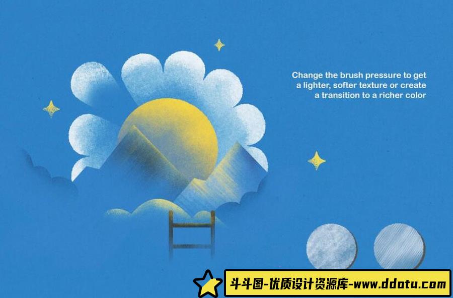 适用于Photoshop铅笔木炭蜡笔数字插图纹理笔刷