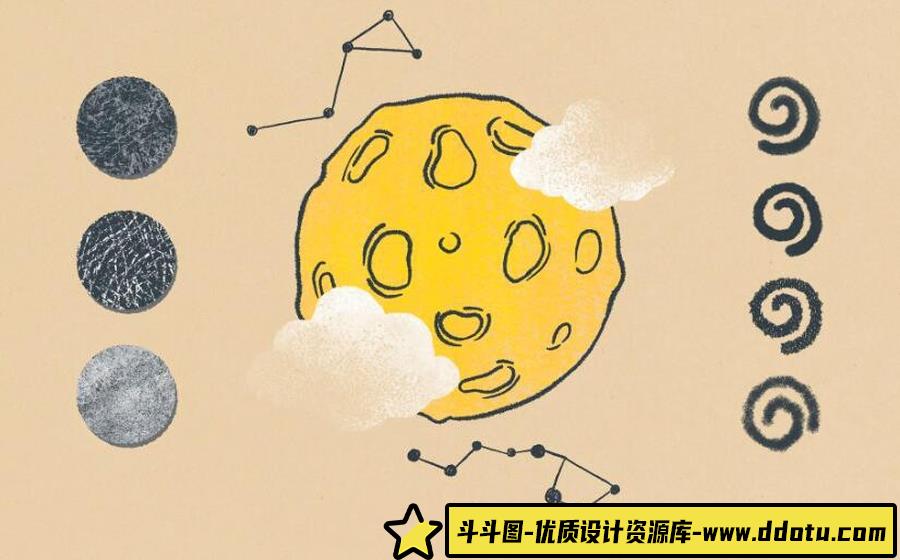 适用于Photoshop铅笔木炭蜡笔数字插图纹理笔刷