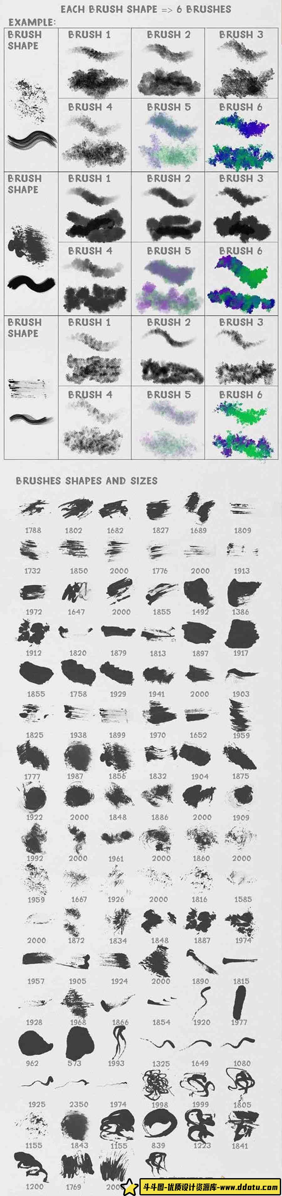 600种适用于Photoshop丙烯酸绘画笔刷