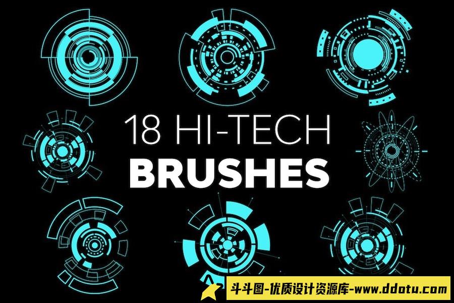 18组高科技PS笔刷 Hi-Tech Brushes-斗斗图