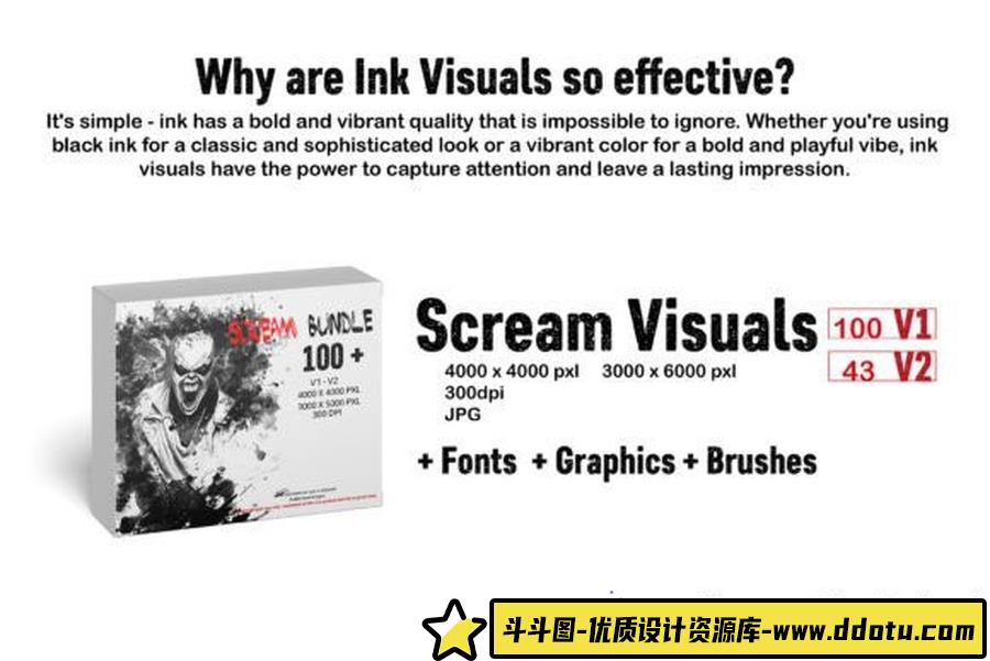 墨水飞溅笔刷和油漆飞溅图片素材视觉效果包套装