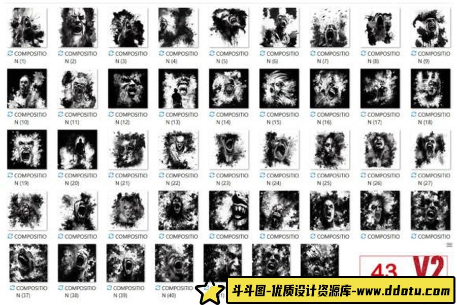 墨水飞溅笔刷和油漆飞溅图片素材视觉效果包套装