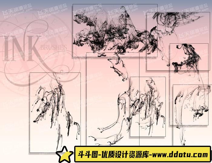 [水墨水彩笔刷][插件发布]Ron’s 高清水墨烟雾缠绕笔刷 Ron’s Ink