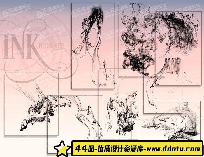 [水墨水彩笔刷][插件发布]Ron’s 高清水墨烟雾缠绕笔刷 Ron’s Ink