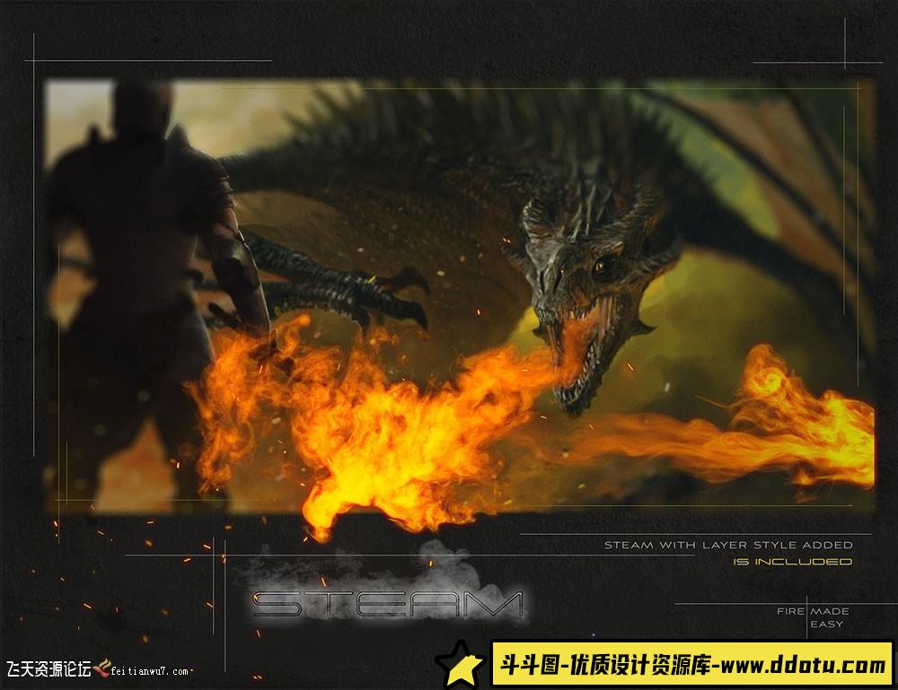 [火焰烟雾笔刷][插件发布]Rons蒸汽烟雾PS笔刷雾化氛围情绪人像创意绘画特效合PS笔刷