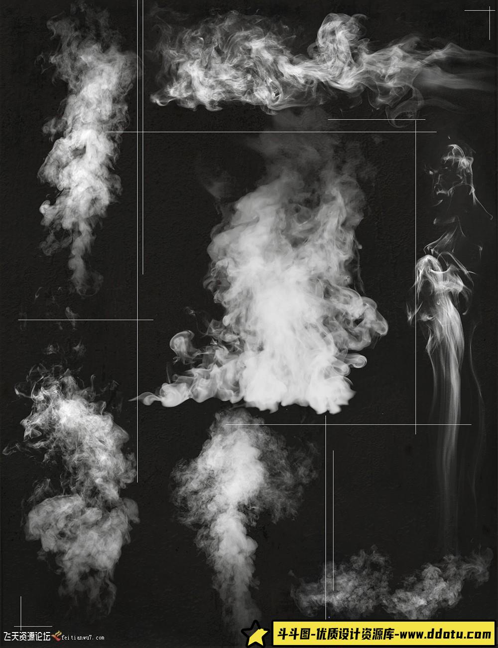 [火焰烟雾笔刷][插件发布]Rons蒸汽烟雾PS笔刷雾化氛围情绪人像创意绘画特效合PS笔刷