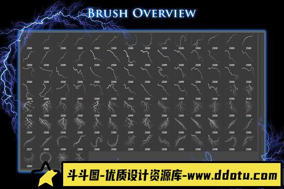 [炫光光效笔刷][插件发布]102组高清闪电电流光效笔刷 102 Lightning Electricity Brushes