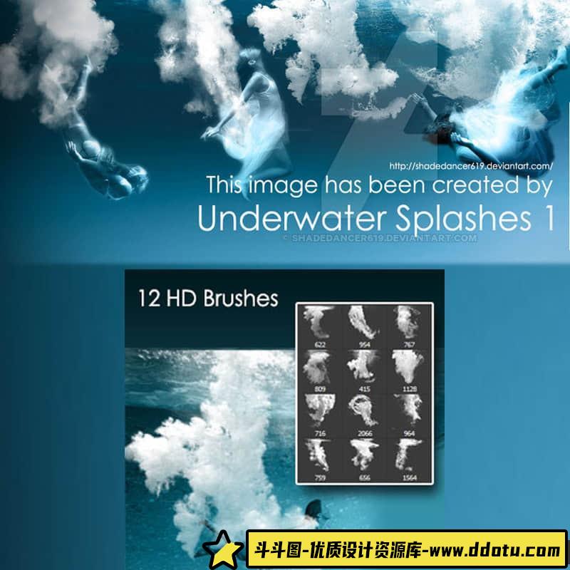 [水花瀑布笔刷][插件发布]水下泡沫气泡、大量的气泡与水泡效果PS笔刷-斗斗图