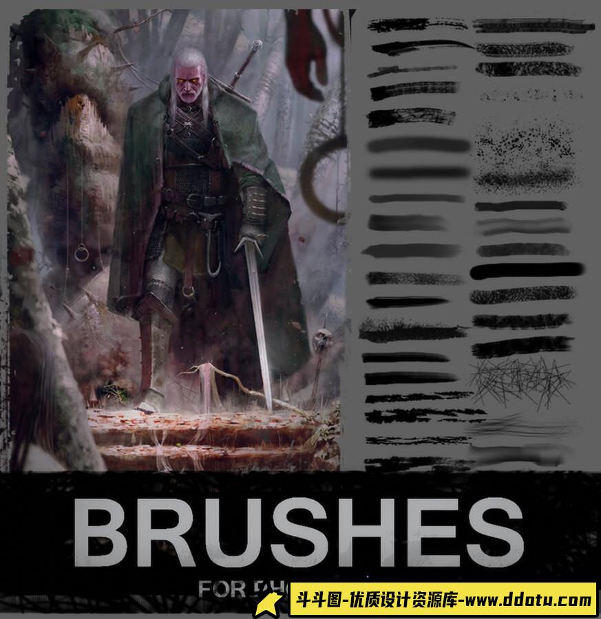 [CG绘画笔刷][插件发布]50种CG绘画处理Photoshop画笔笔刷-斗斗图