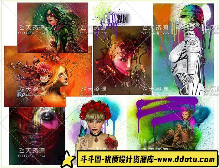 [水墨水彩笔刷][插件发布]Rons 高清喷漆油漆喷溅笔刷 Ron’s Spray Paint