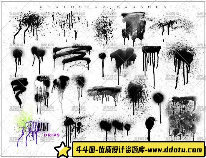 [水墨水彩笔刷][插件发布]Rons 高清喷漆油漆喷溅笔刷 Ron’s Spray Paint