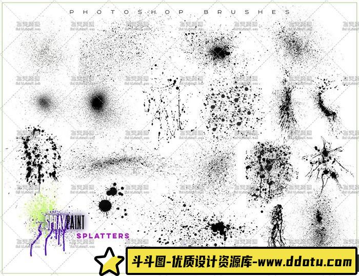 [水墨水彩笔刷][插件发布]Rons 高清喷漆油漆喷溅笔刷 Ron’s Spray Paint