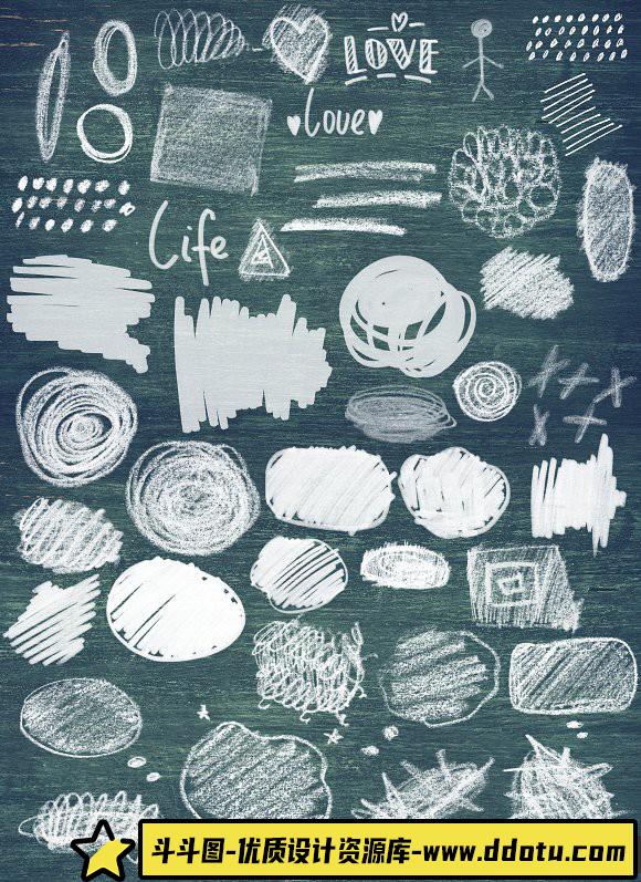 [特效创意笔刷][插件发布]蜡笔手绘绘画笔刷 Scribble-PS Brushes