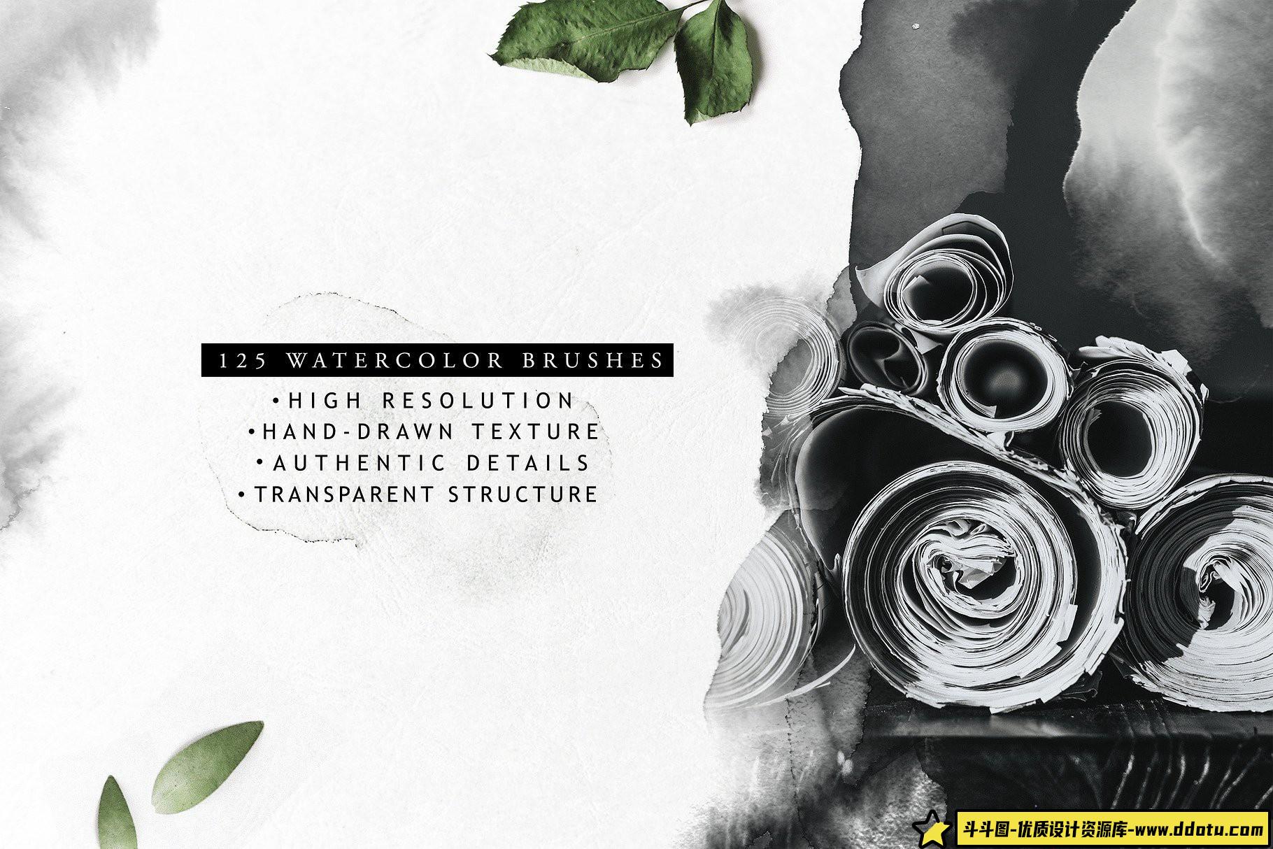 [炫光光效笔刷][插件发布]125组水彩PS笔刷  Watercolor memories – 125 PS brushes