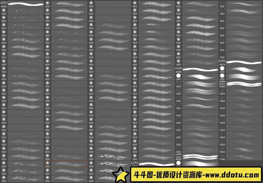 [人物化妆笔刷][插件发布]高端人像化妆修饰数字绘画工具包 Digital Painting Bundle