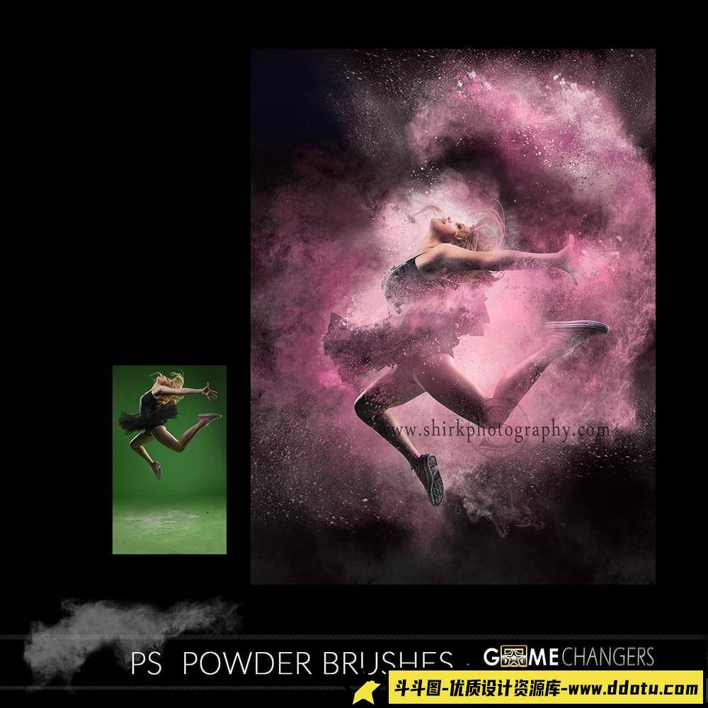 [特效创意笔刷][插件发布]粉末爆炸特效笔刷包+视频教程 Powder Photoshop Brush