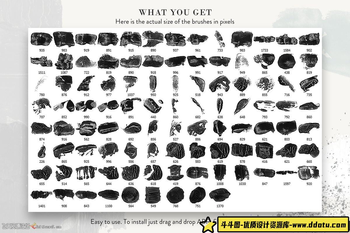 [水墨水彩笔刷][插件发布]亚克力涂抹ps笔刷 Abstract Acrylic Smears – PS Brushes