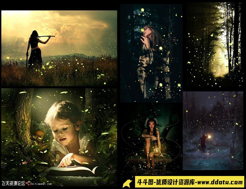 [炫光光效笔刷][插件发布]Rons梦幻氛围荧光萤火虫魔幻光效笔刷-后期修图合成笔刷素材