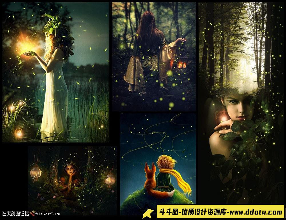 [炫光光效笔刷][插件发布]Rons梦幻氛围荧光萤火虫魔幻光效笔刷-后期修图合成笔刷素材