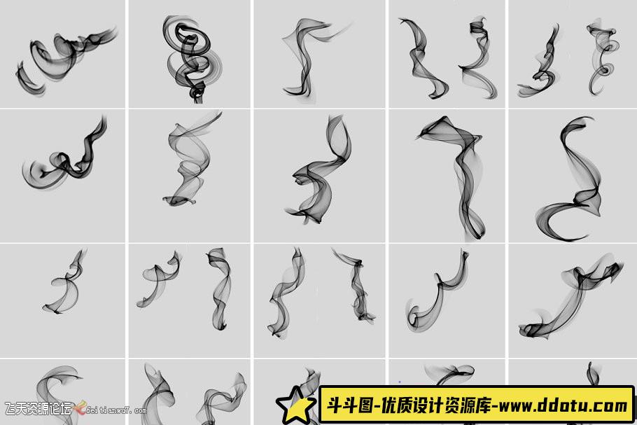 [火焰烟雾笔刷][插件发布]真实烟雾丝线缠绕ps笔刷下载Smoke Photoshop Brushes